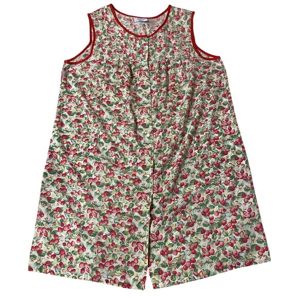 Ashley Taylor Intimates Plus Strawberry Print Button Up Mumu Nightgown Size 1X - Picture 1 of 14